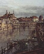 Bernardo Bellotto Ansicht von Dresden, Der alte Wassergraben des Zwingers, von der Orangerie Richtung Stadt aus gesehen oil